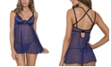iCollection Women's Mesh and Lace Babydoll 2pc Lingerie Set
